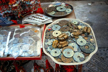 Fake coins, Sheung Wan, Hongkong