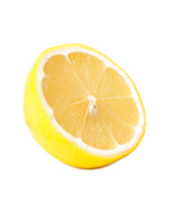 half fresh yellow lemon isolated on a white background