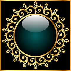 blue background with glass ball and gold(en) pattern