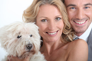 Couple with dog.