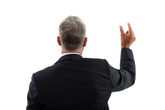 Businessman holding an invisible object