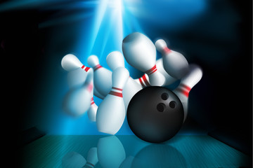 ten pin bolwing illustration of a strike