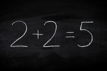 Mistake in math on chalkboard - 44354884