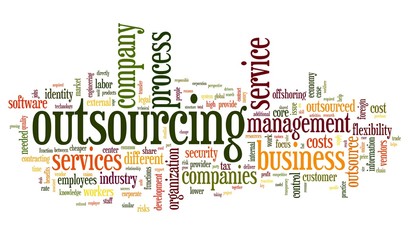 Outsourcing concept in word tag cloud