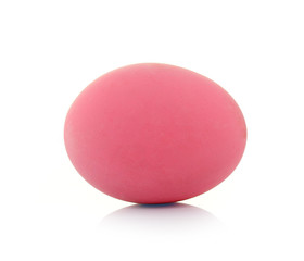 Duck egg preserved in potash or ammonia on white background