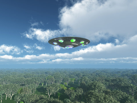 Alien Spacecraft over the Jungle