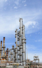 Oil and Gas Refinery Plant with distillation column and tank