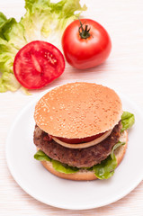 Hamburger im Hochformat