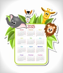 calendar 2013 with animals