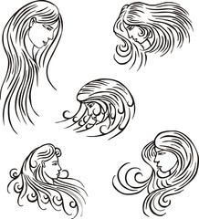Stylized woman heads