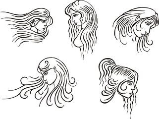 Stylized woman heads