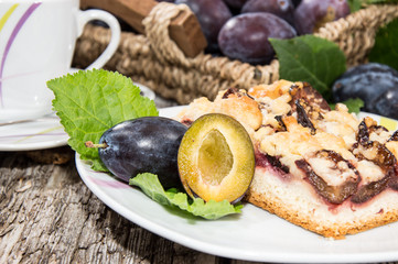 Portion of fresh Plum Cake