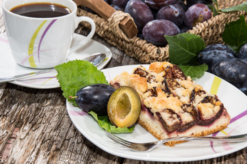 Portion of fresh Plum Cake