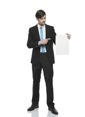 businessman mit schild