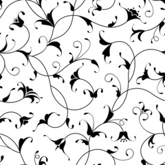 floral oriental black isolated seamless background