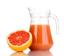 Grapefruit juice and grapefruit isolated on white