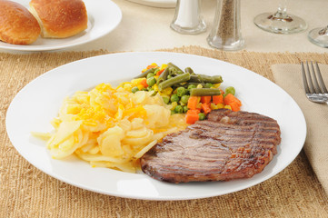 Grilled rib steak dinner