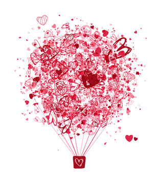 Air love concept, balloon with hearts for your design
