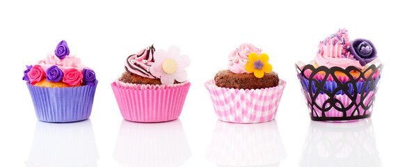 Row colorful cupcakes