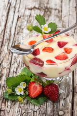 Pudding with fresh fruits