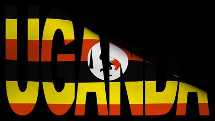 Uganda text with fluttering flag animation