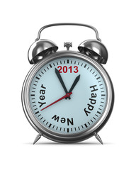 2013 year on alarm clock. Isolated 3D image