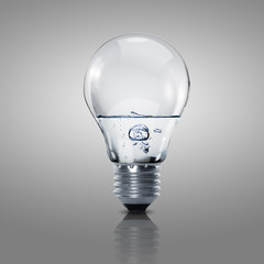 Electric light bulb with clean water