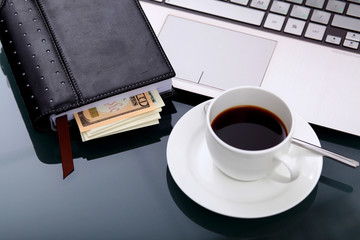 Business breakfast at workplace