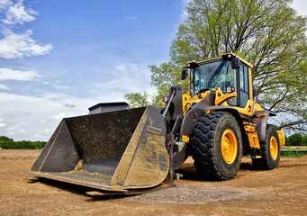 Yellow construction bulldozer © leekris