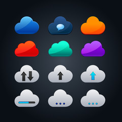 set of cloud icon computing concept design