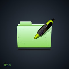 folder icon with green pen