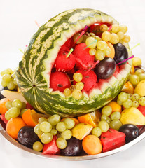 fruit salad in watermelon