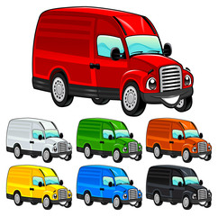Funny van. Cartoon and vector isolated character.