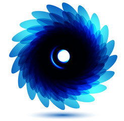 Vector circle blue flower vector card. abstract