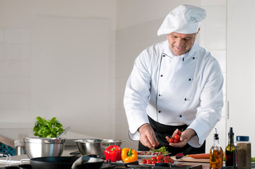 Dinner preparation at restaurant