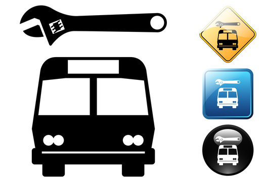 Bus repair pictogram and icons