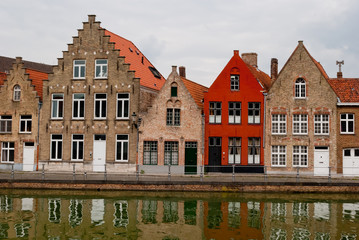 Bruges, Belgium, houses along the channel