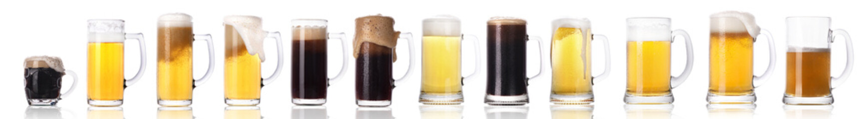 Frosty fresh beer set with foam isolated