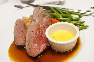 Rare Beef with Two Sauces