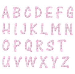 Pink Gingham and ducks alphabet letters