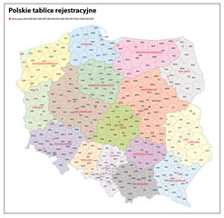 Polen, Autokennzeichen - obrazy, fototapety, plakaty