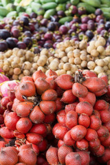 Salacca and lot of Thai fruit background