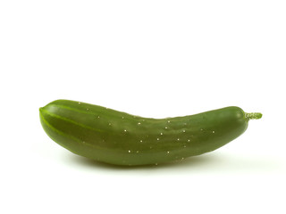 Green fresh cucumber isolated on white background