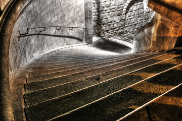 Night scene, flight of stairs of Scala dei Giganti in Trieste