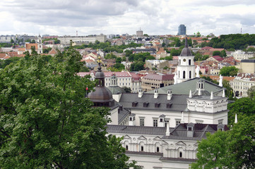 Obraz premium Bird's eye view of Vilnius old town from Gediminas' Tower, Lithu