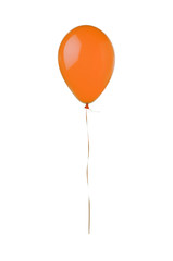 Orange flying balloon isolated on white background