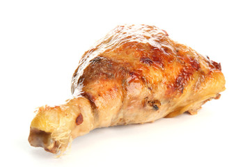 Roast chicken, isolated on white