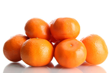 ripe tangerines isolated on white