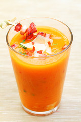 Pumpkin soup in a glass