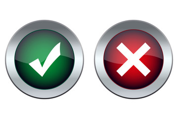 tick and cross buttons